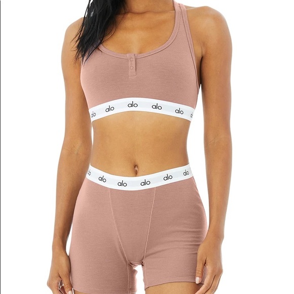 ALO Yoga Other - Alo Icon Ribbed Boyshort and Brown Sports bra Set